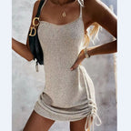 Hollow Knit Suspender Dress With Backless Detail
