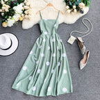 Vintage Polka Dot Summer Dress With Straps A Line