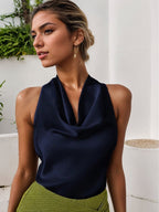 Chic Swing Collar Halter Vest Top Backless Sleeveless Shirt