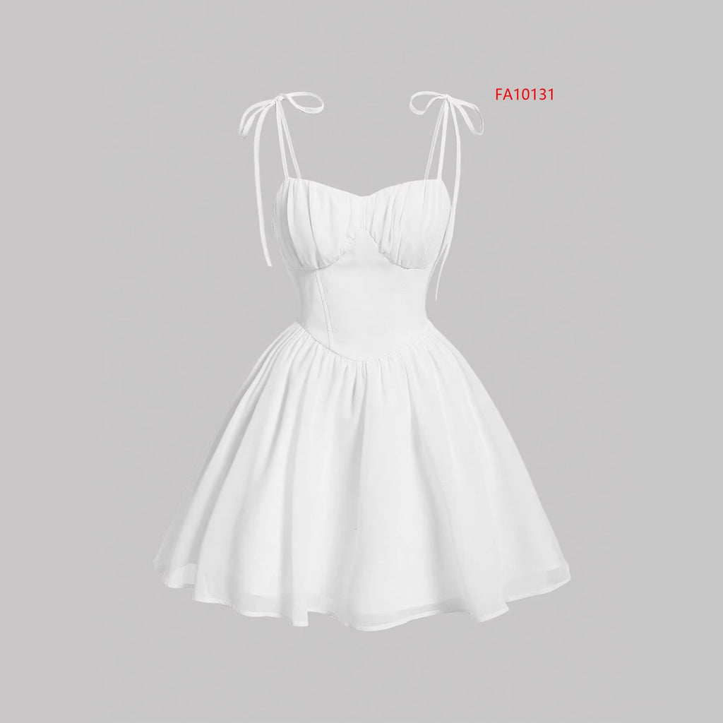 High-Waist Midi Dress With Long Straps