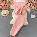 Flirty Two Piece Ruffled Short Top And Skirt Set