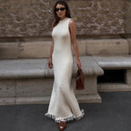 Tassel Sleeveless Maxi Dress In Cotton