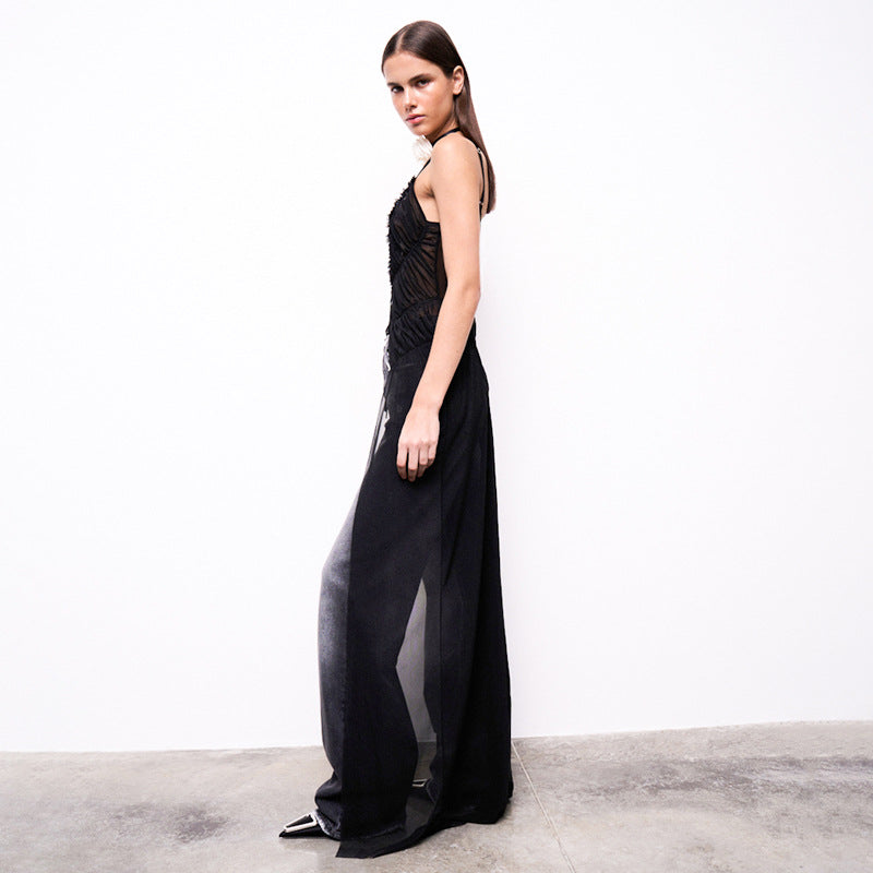 Chic Mesh Camisole With Tie Front See Through Sleeveless Top