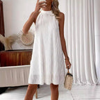 Pure Color Halter Backless Dress for Women