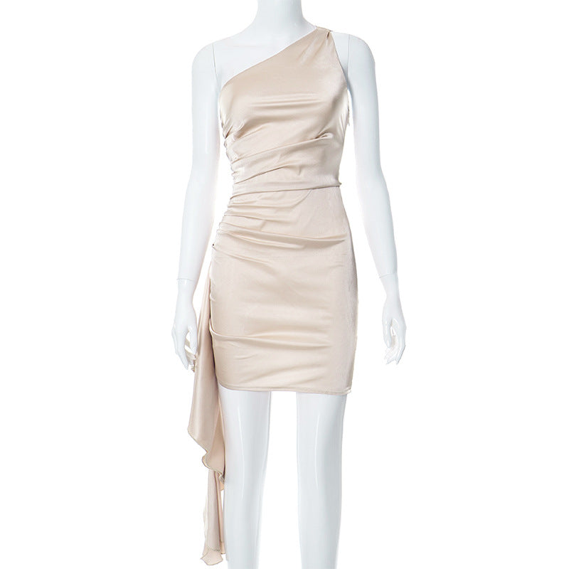 One-shoulder Sleeveless Mini Slim Backless Party Dress
