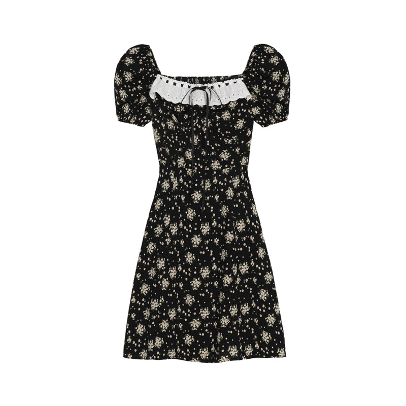 Black Floral Summer Dress With French Slit