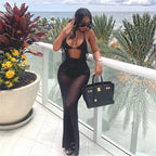 Sleeveless Sheath Dress With High Waist Long Skirt Black