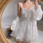 Airy Suspender Dress With Sheer Mesh Detail Lightweight