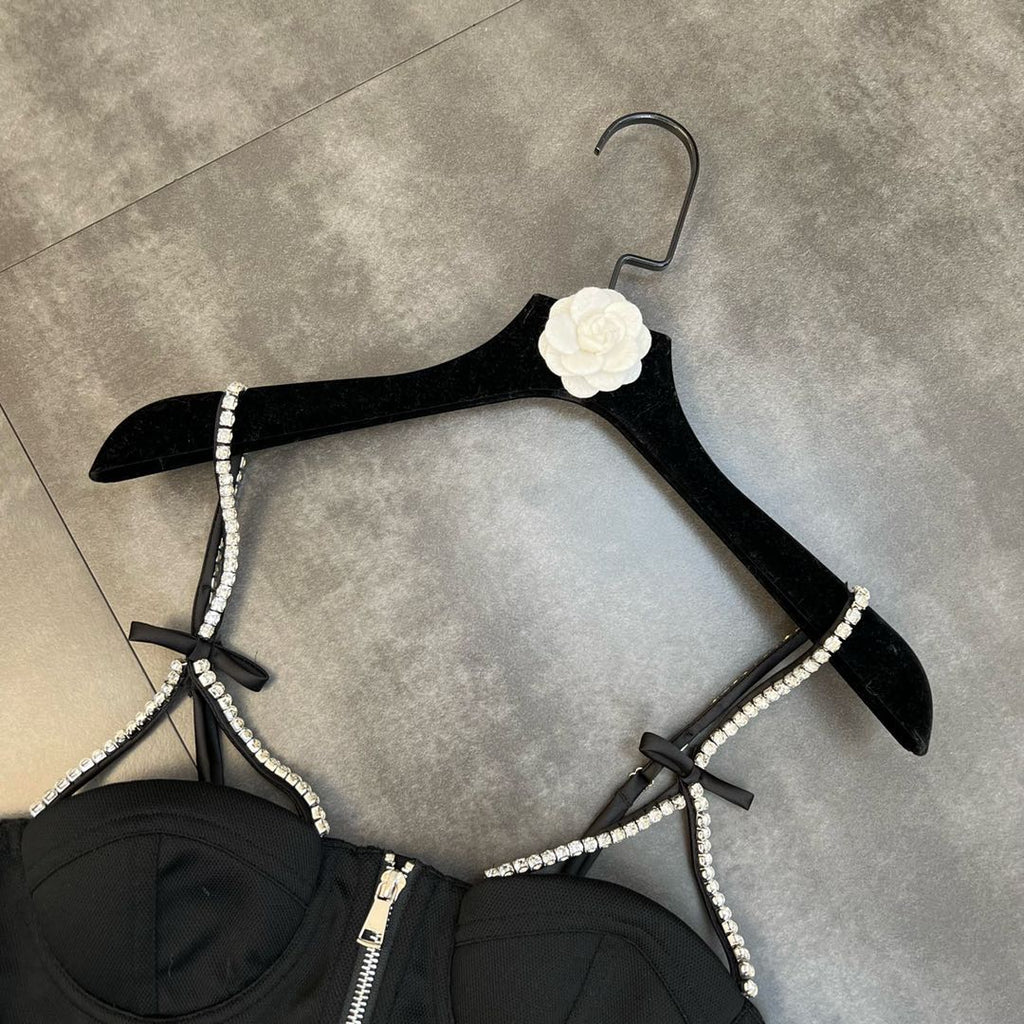 Bow Strap Zipper Tank Top In Dark Hue