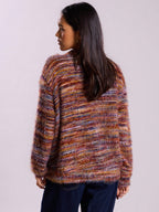 Cozy Stripe Knitted Button Cardigan Cropped V Neck Sweater For Women