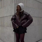 Elevated Casual Faux Leather Jacket With Lapel Zipper For Women