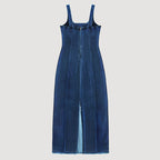 Light Blue Summer Suspender Dress With Elastic Waist For Easy Chic Everyday Wear