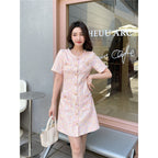 French Tweed Dress For Women In Cherry Blossom Powder