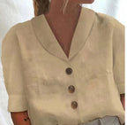 Airy Cotton Linen Button Top Sleeveless Loose-Fit Chic Blouse