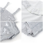 Women's Silver Sequin Halter Sheath Dress - Mid-Length Dinner Dress