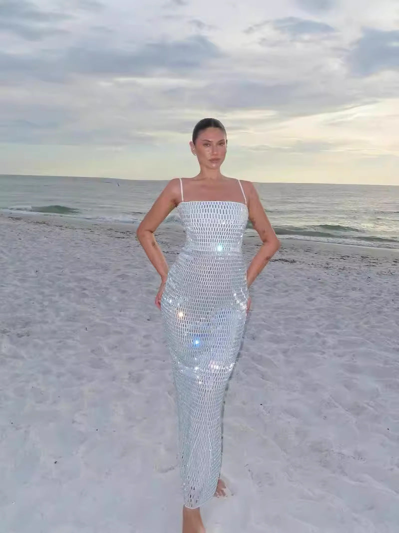 Elegant Banquet Evening Gown With Tube Top And Sleek Tight Skirt In Solid Colors