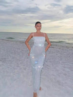 Elegant Banquet Evening Gown With Tube Top And Sleek Tight Skirt In Solid Colors