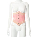 Pink Fishbone Tunic For Ladies With Slim Fit Silhouette In Lightweight Polyester
