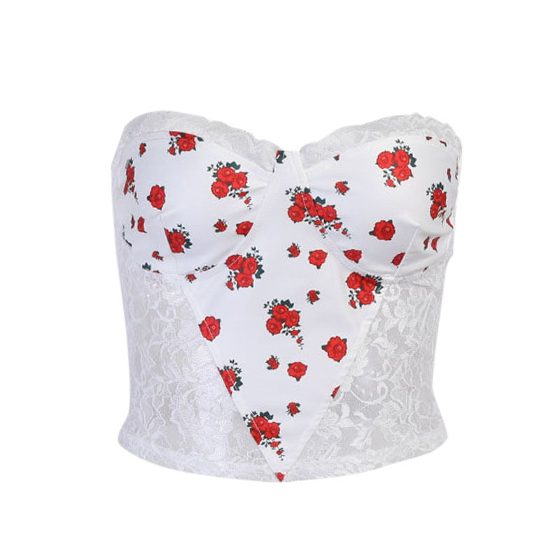 Flirty Pink Splicing Show Bust Tube Top