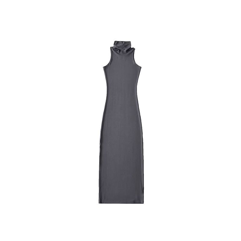Skinny Sleeveless Dress With PVC Fabric Lightweight And Flattering