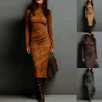 Women's Turtleneck Long Sleeve Slim Fit Bodycon Midi Dress