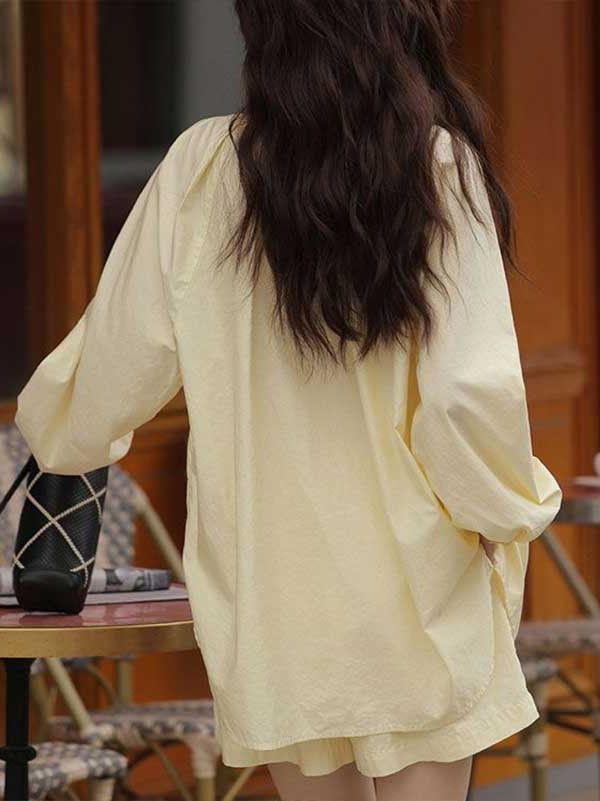 Sunny Breeze Shirt And Shorts Set In Light Yellow Casual