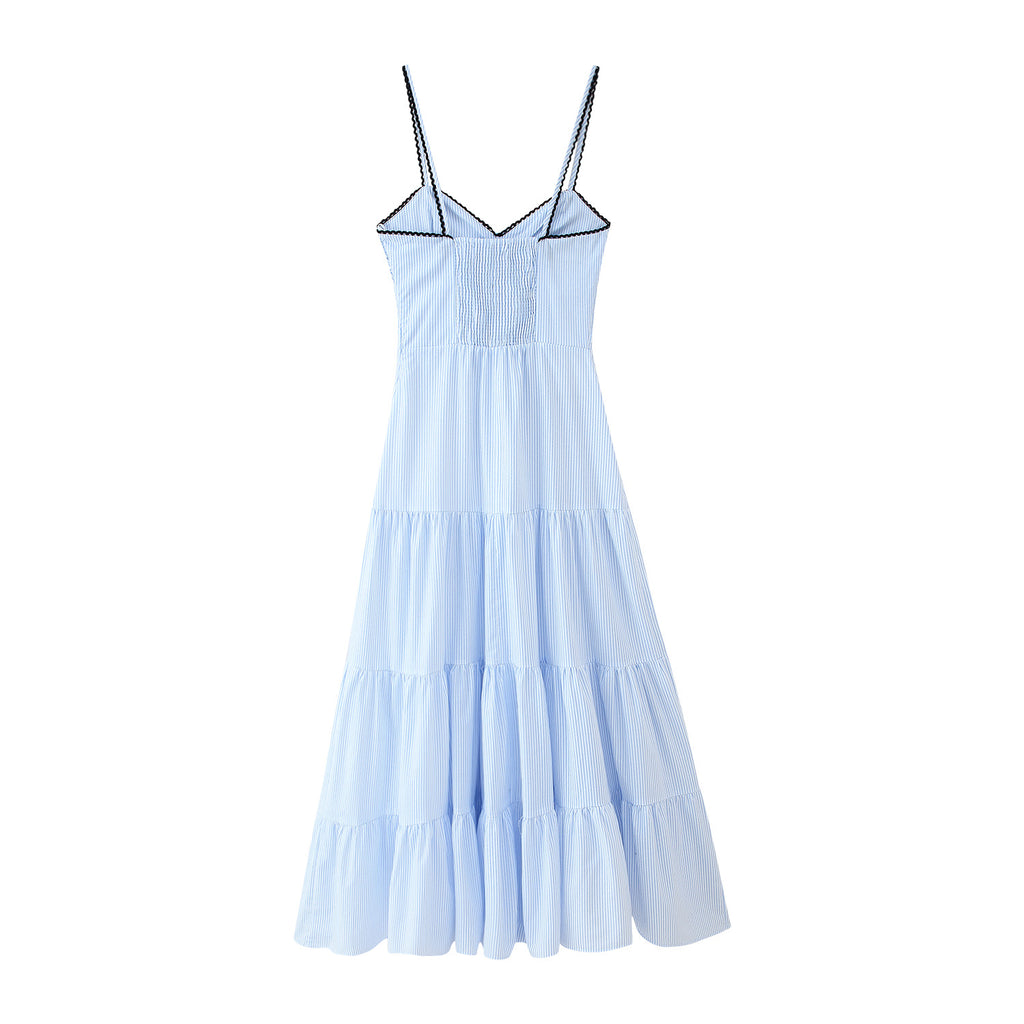 Stripes Sleeveless Sling Dress in Lightweight Chiffon