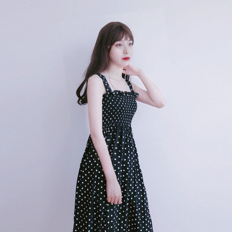 Polka Dot Midi Dress With Ruffles
