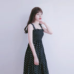 Polka Dot Midi Dress With Ruffles