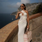 Slim Halterneck With Stars Sexy Seaside Beach Long Dress