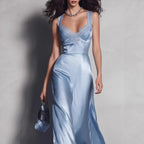 Feminine Sleeveless V-Neck Long Evening Gown