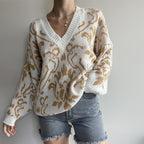 Cozy Relaxed Woolen Long Sleeve Top With V Neck