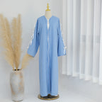 Elegant Bow Robe Maxi Dress Set With Long Sleeve Overlay