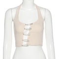 Chic Irregular Hollow Halter Vest Slim Crop Top