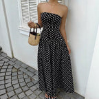 Elegant Polka-dot Off-shoulder High-waist Strapless Dress