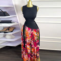 Black Lace Up Summer Dress With Playful Print Detail High Waist