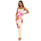 Sunny Floral Maxi Dress With Slim Straps High Waist