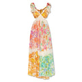 V-neck Ruffle Romantic French-Style Flowers Print Bow-knot Backless