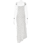 Polka Dot Suspender Dress In Lightweight Chiffon