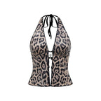 Leopard Print Sleeveless Halter Vest For Women In Chic Silhouette