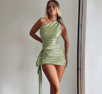 One-shoulder Sleeveless Mini Slim Backless Party Dress