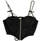 Bow Strap Zipper Tank Top In Dark Hue