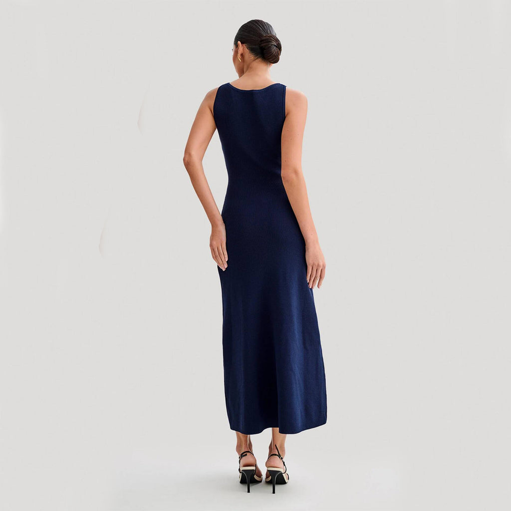 Women's Slim Fit Knitted Sleeveless Round Neck Maxi Dress