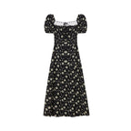 Black Floral Summer Dress With French Slit