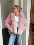 Cozy Plush Fleece Coat With Fur Collar Relaxed Casual Fit