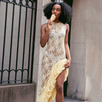 Floral Patchwork Dress With High Waist