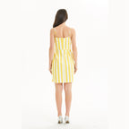 Stripes Cotton Strapless Dress With Wrapped Chest And Short Skirt