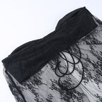 Sheer Knitted Tube Top With Lace And Hollowout Details