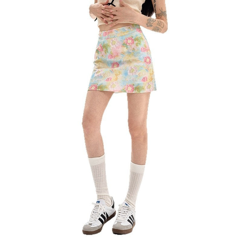 Fresh Floral High-Waist A-Line Skirt Short Length