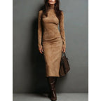 Women's Turtleneck Long Sleeve Slim Fit Bodycon Midi Dress
